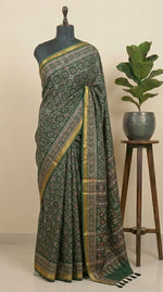 Hunter Green Malai Cotton Saree 