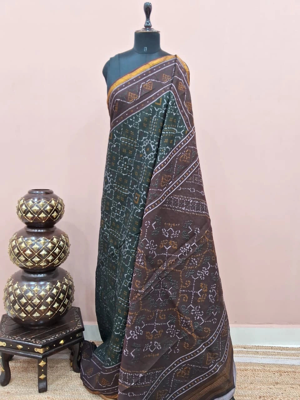 Deep Forest Green Malai Cotton Saree 
