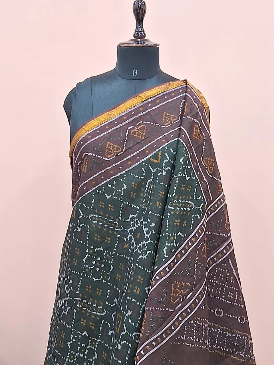 Deep Forest Green Malai Cotton Saree 1
