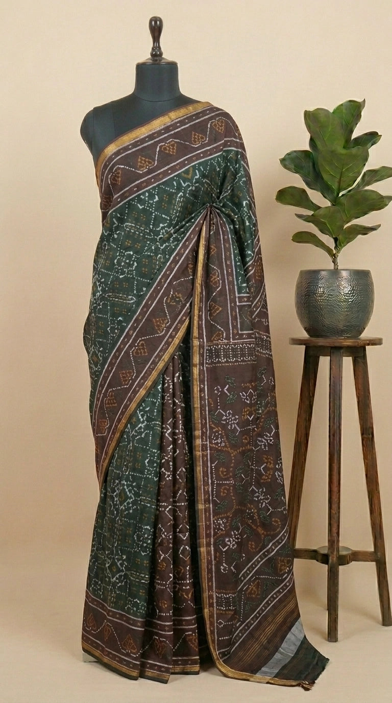 Deep Forest Green Malai Cotton Saree 