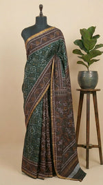 Deep Forest Green Malai Cotton Saree 