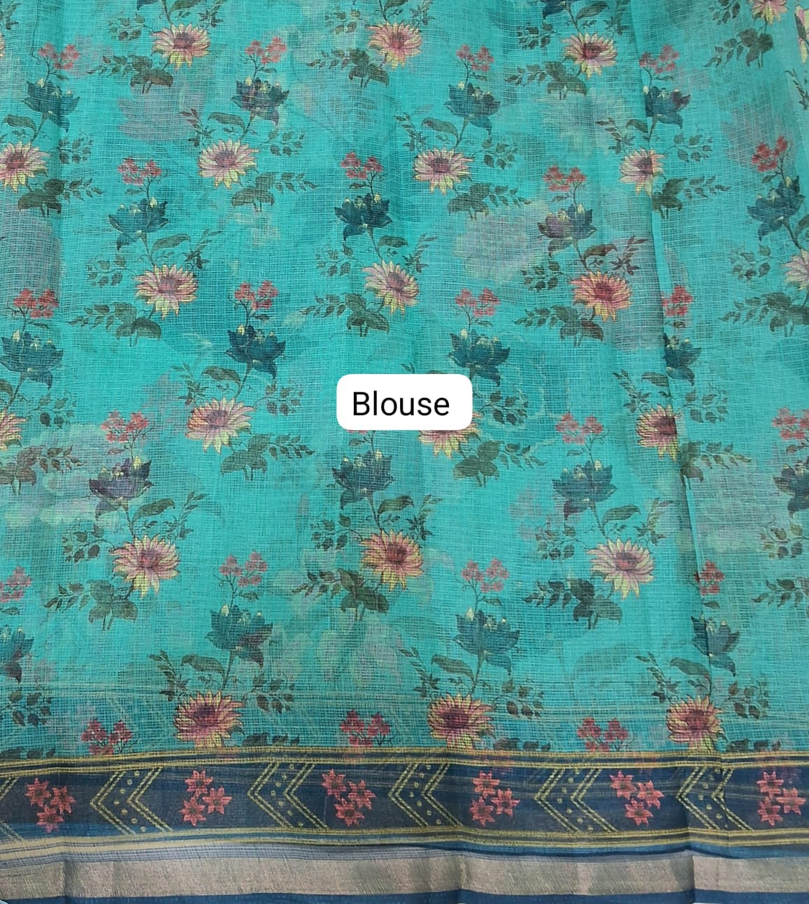 Rama Green Kota Saree blouse