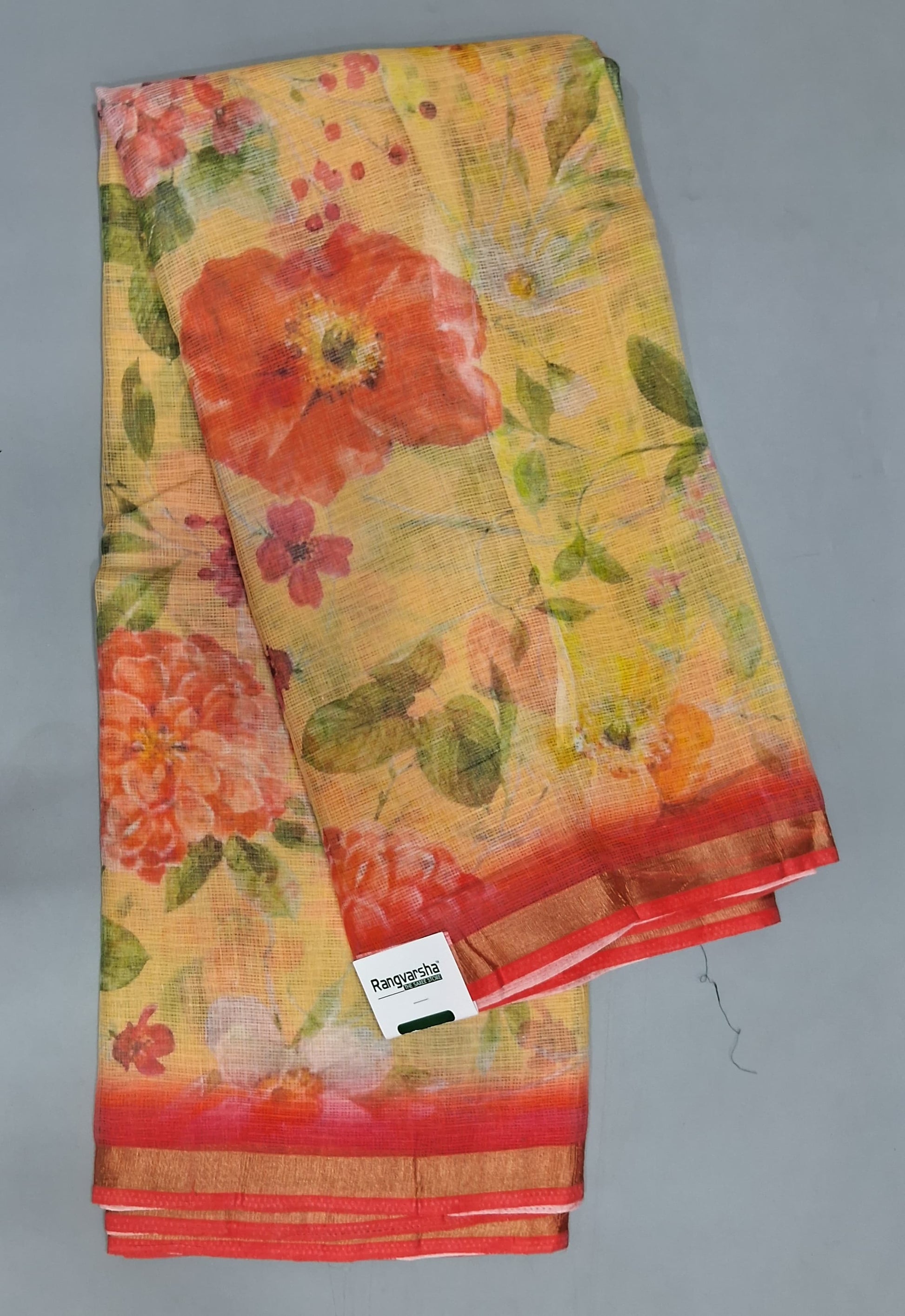 Mango Yellow Kota Saree