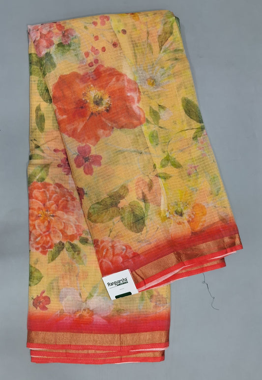 Mango Yellow Kota Saree