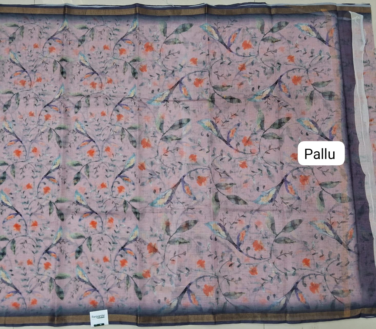 Blush Pink Kota Saree pallu