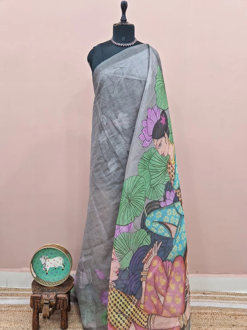 Metal Grey Cotton Kota Saree