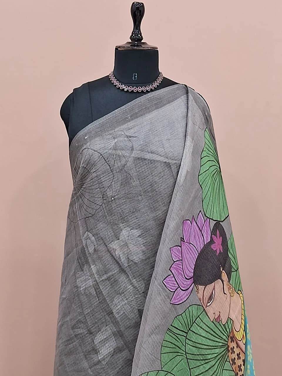 Metal Grey Cotton Kota Saree 1