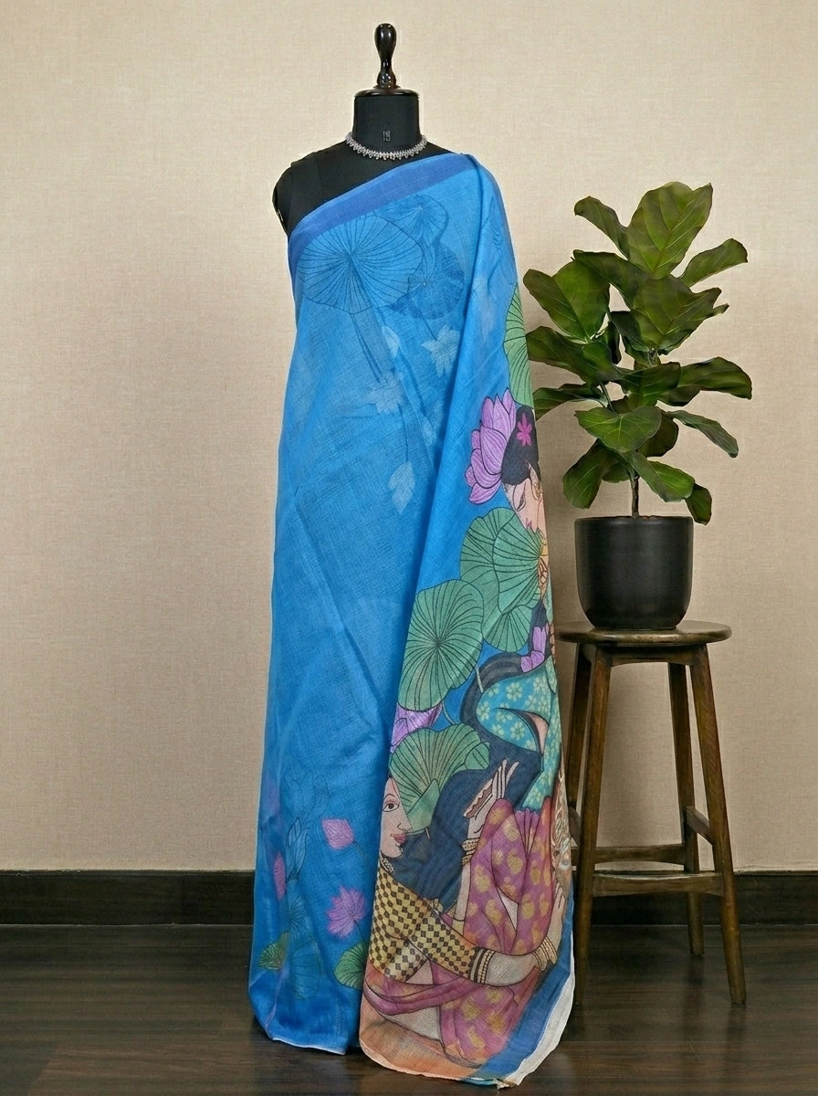 Blue Cotton Kota Saree 