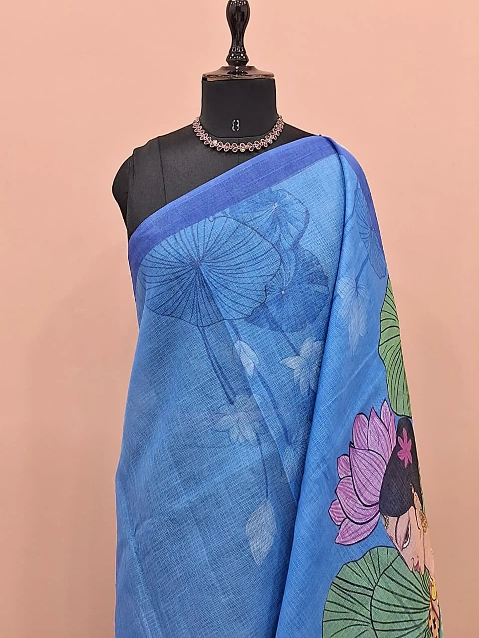 Blue Cotton Kota Saree 1