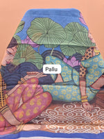 Blue Cotton Kota Saree Pallu