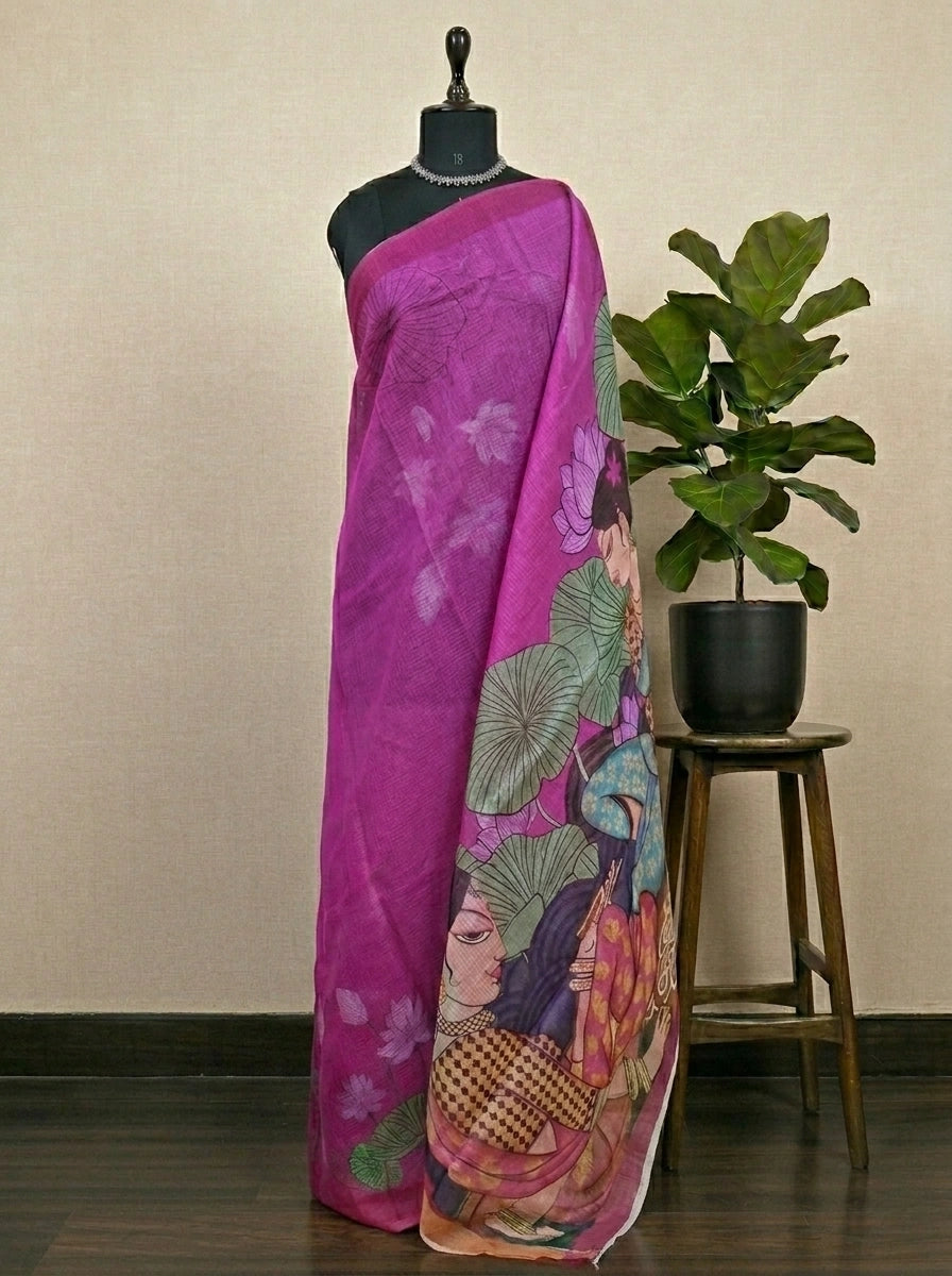 Pink Cotton Kota Saree 