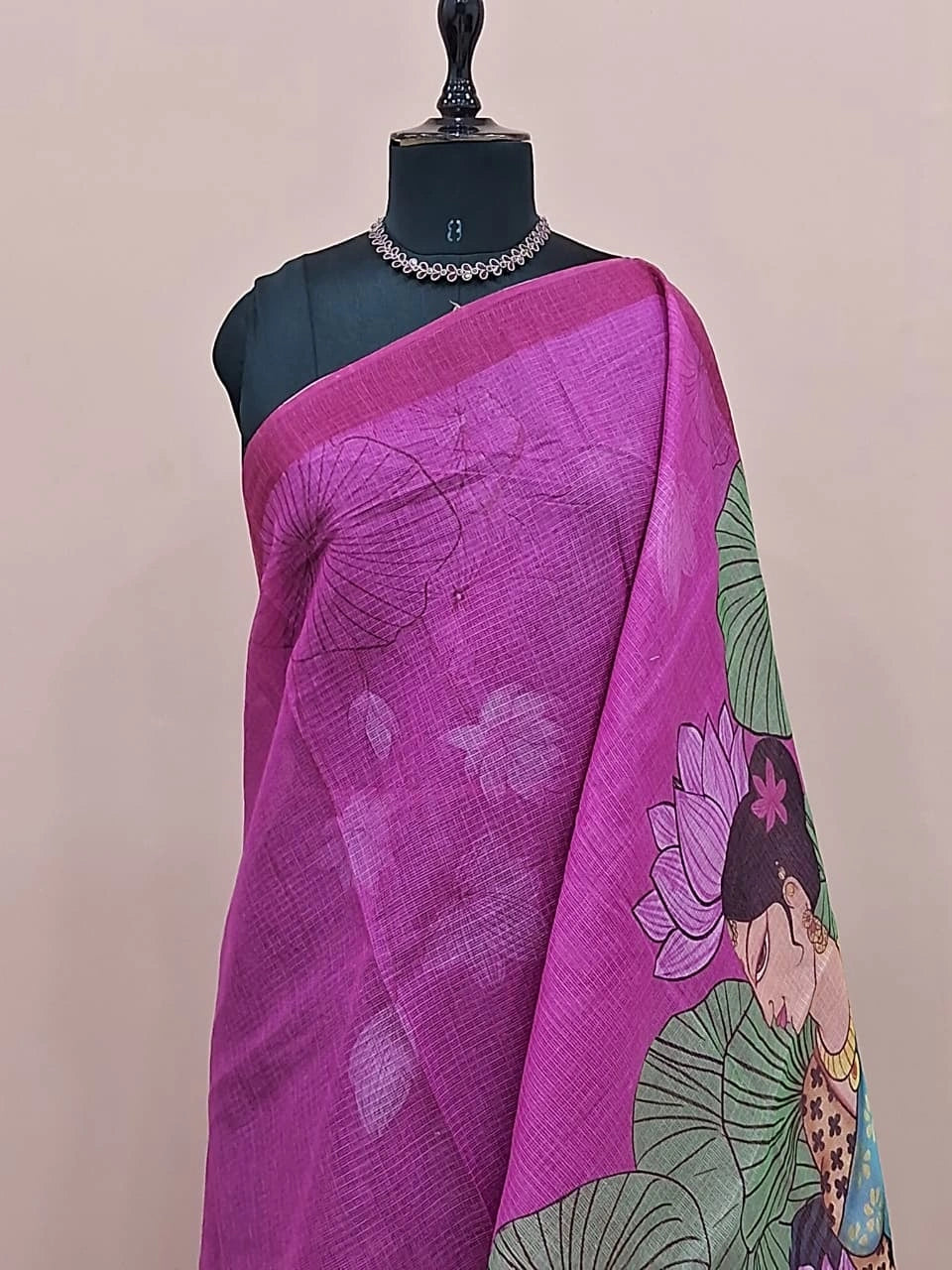 Pink Cotton Kota Saree 1