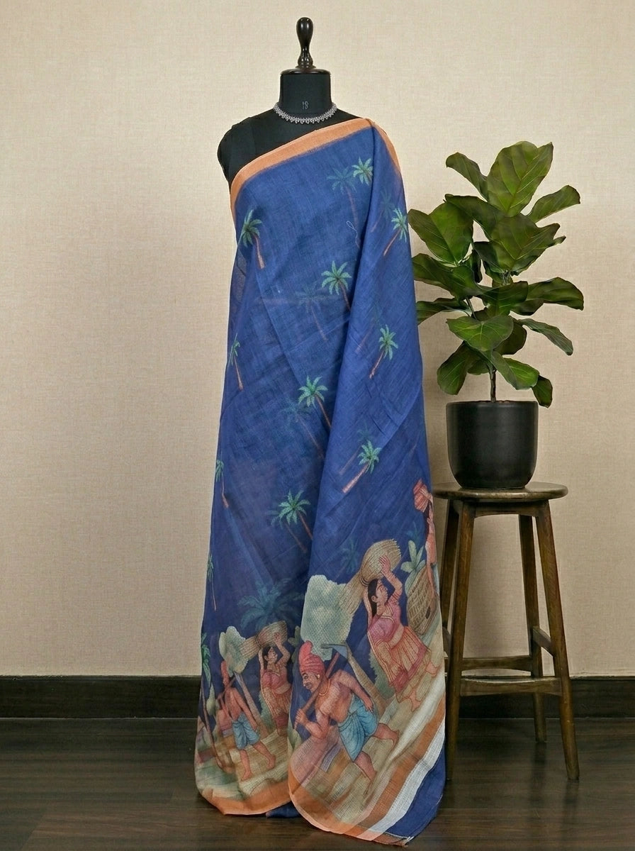 Royal Pure blue Cotton Kota Saree