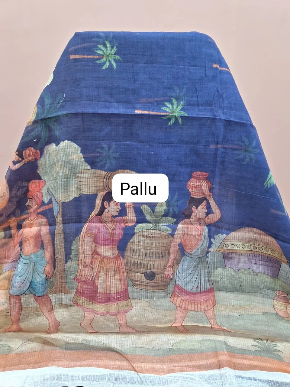 Royal Pure blue Cotton Kota Saree Pallu