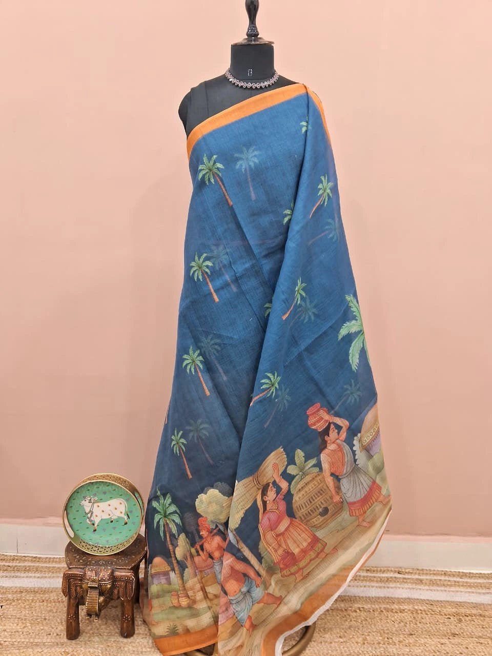 Slate Blue Cotton Kota Saree