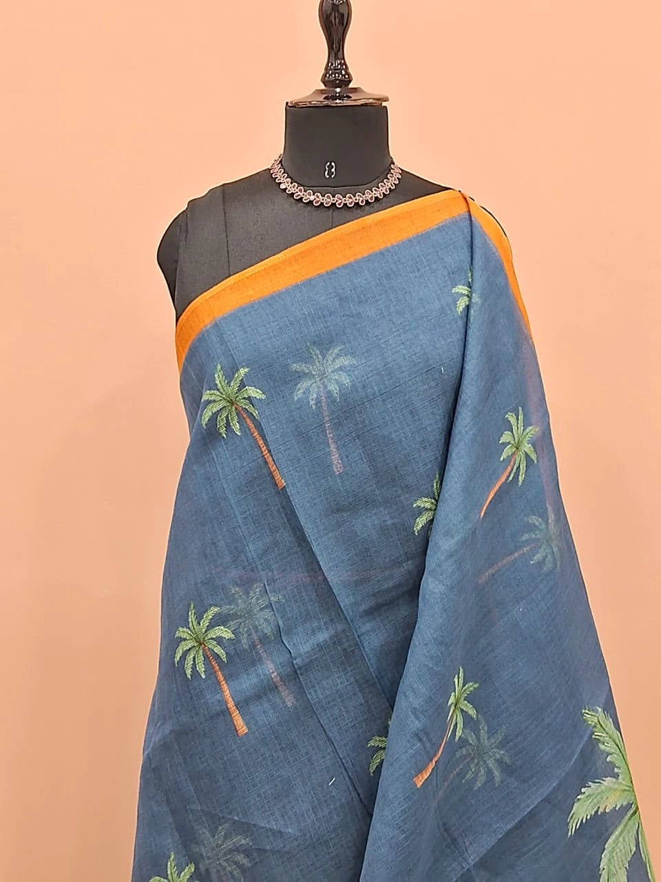 Slate Blue Cotton Kota Saree 1