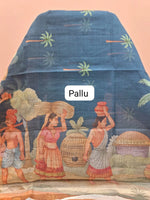 Slate Blue Cotton Kota Saree pallu