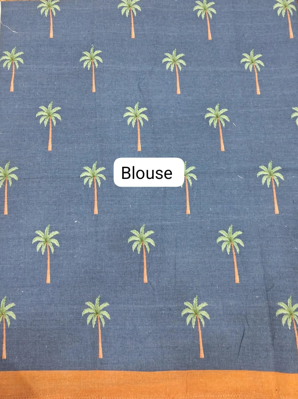 Slate Blue Cotton Kota Saree Blouse