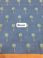 Slate Blue Cotton Kota Saree Blouse