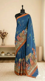 Slate Blue Cotton Kota Saree