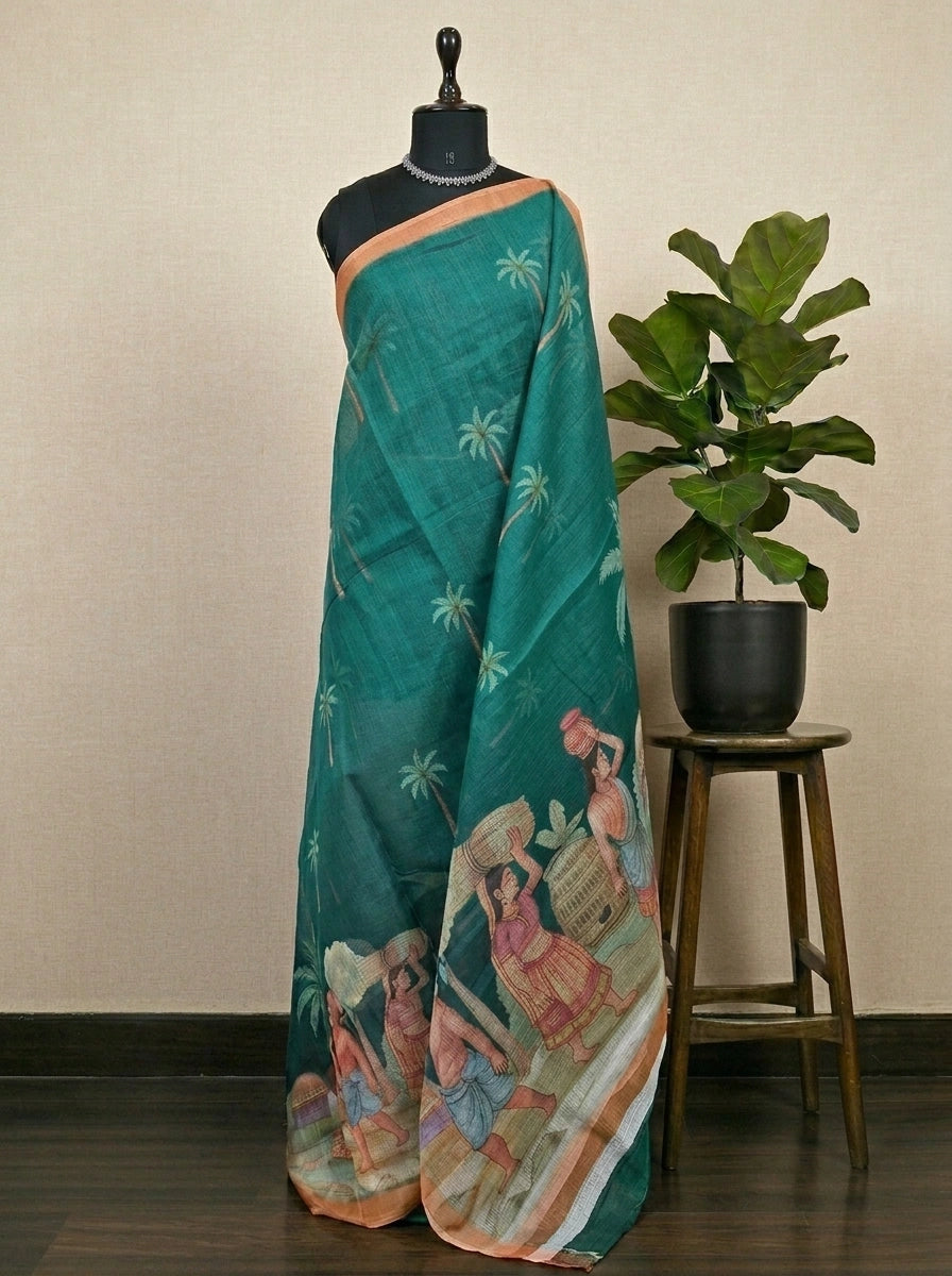 Rama Green Cotton Kota Saree