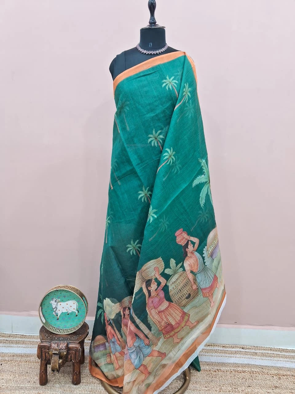Rama Green Cotton Kota Saree