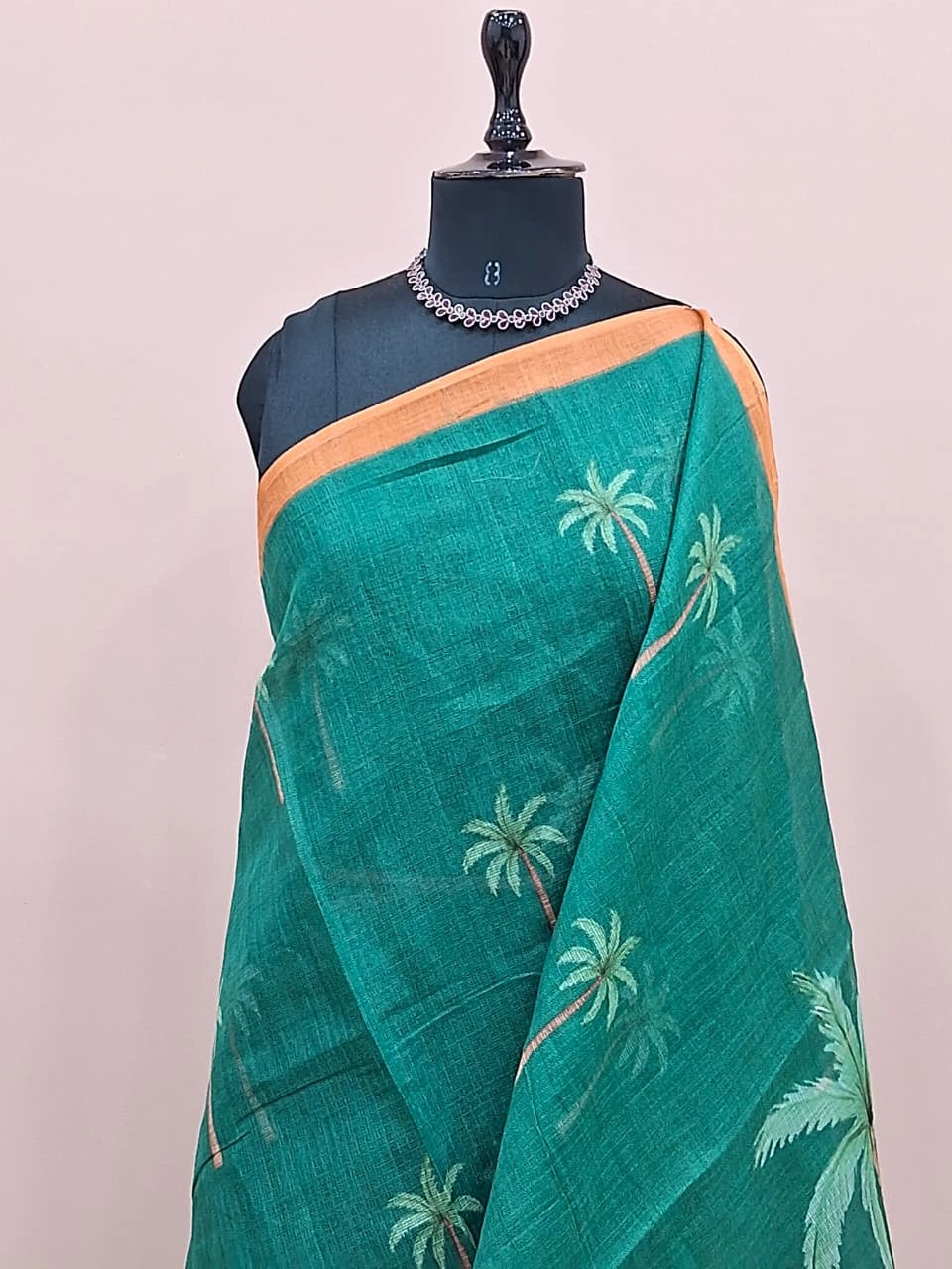 Rama Green Cotton Kota Saree 1