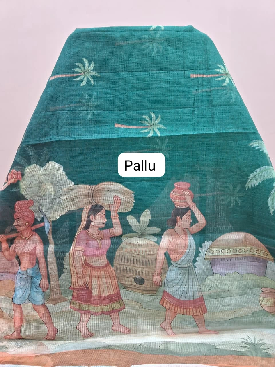 Rama Green Cotton Kota Saree pallu