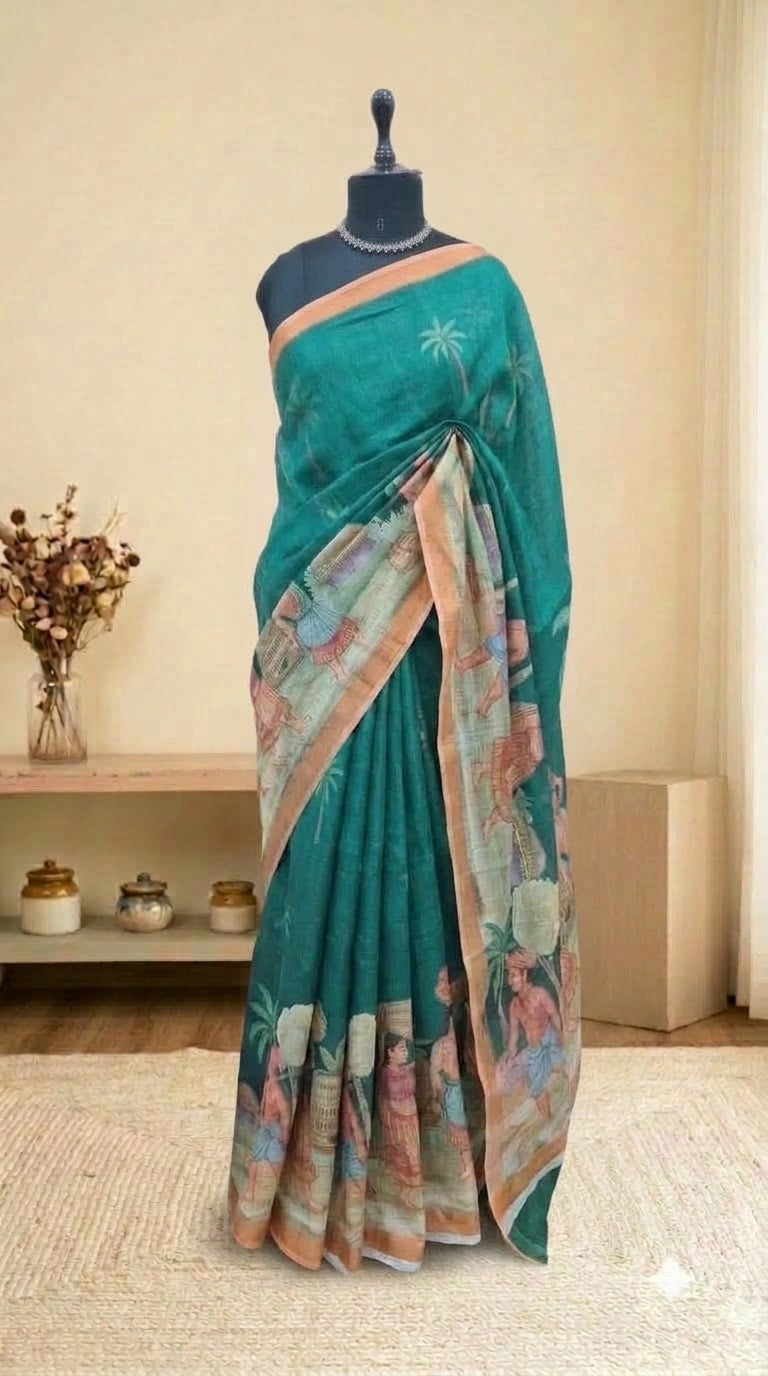 Rama Green Cotton Kota Saree