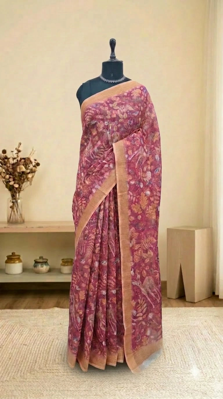 Rani Pink Cotton Kota Saree 