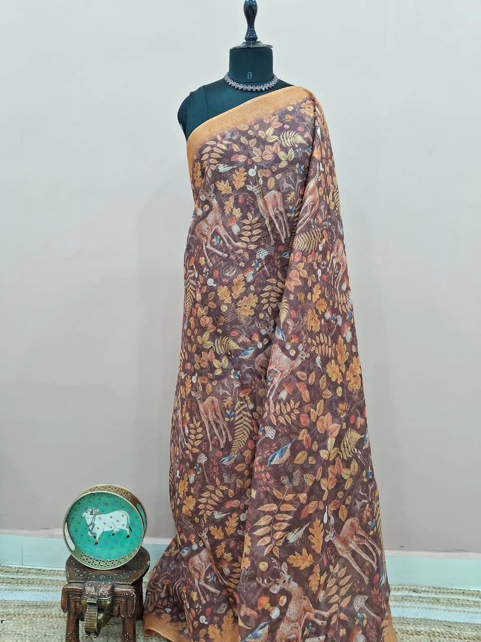 Brown Pure Cotton Kota saree 
