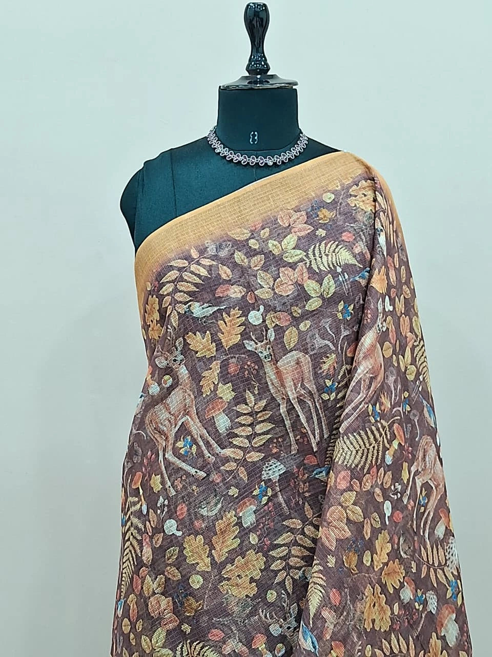 Brown Pure Cotton Kota saree 1