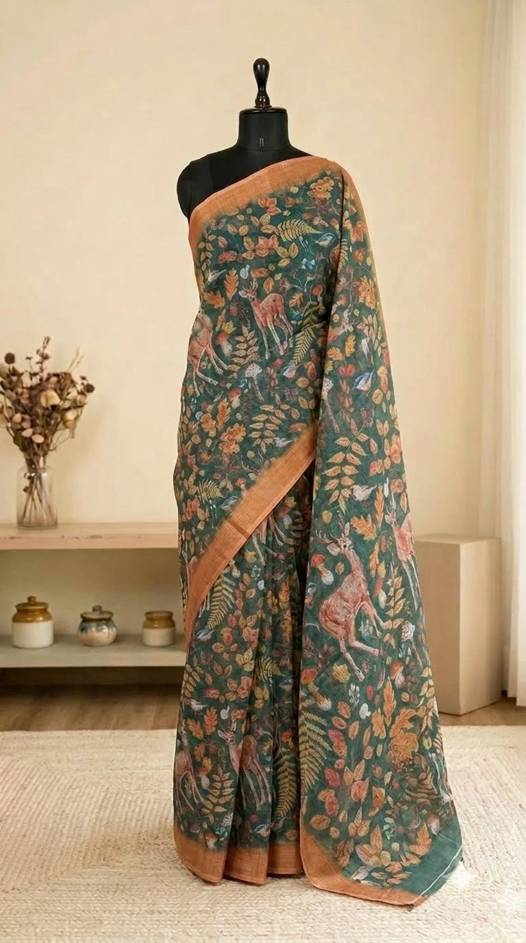 Green Cotton Kota Saree
