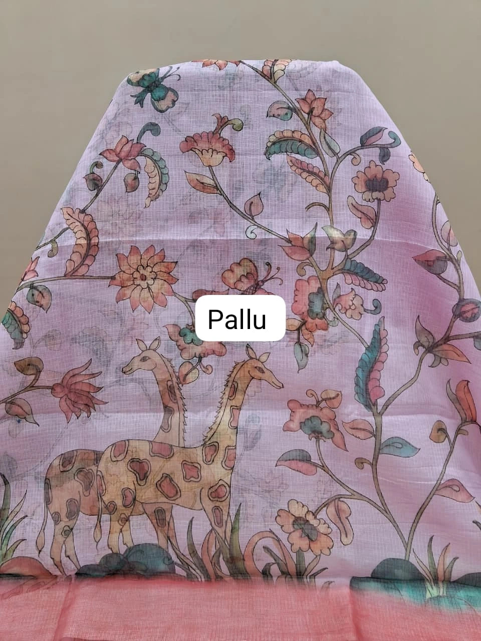 Baby Pink Cotton Kota Saree pallu