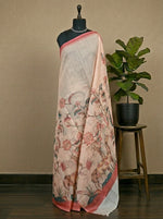 Light Peach Cotton kota Saree