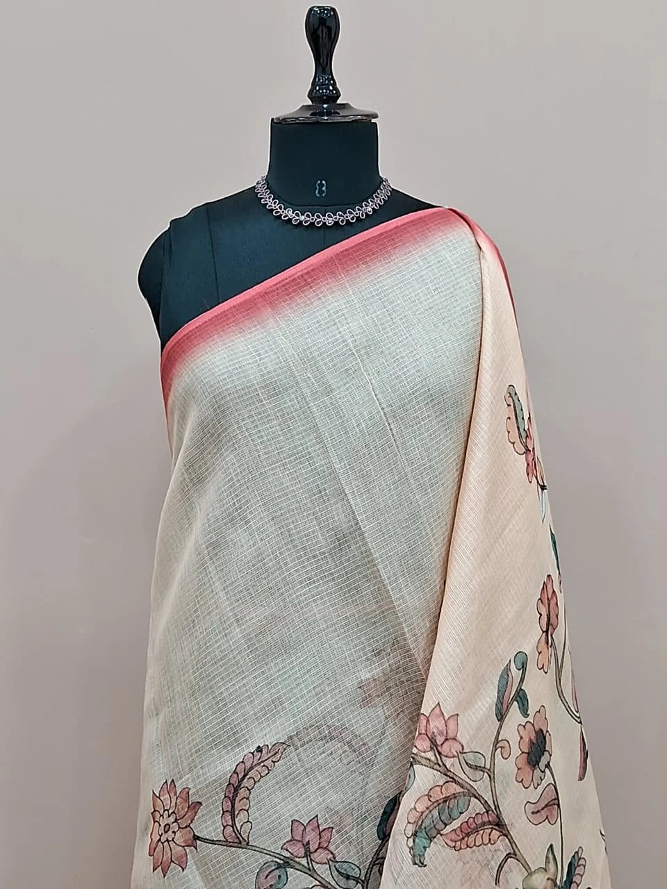 Light Peach Cotton kota Saree 1