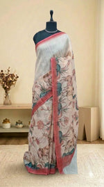Light Peach Cotton kota Saree
