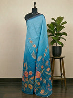 Sky blue and Teal blue Plain Cotton Kota Saree 