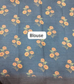 Sky blue and Teal blue Plain Cotton Kota Saree Blouse