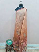 Beige and brown Plain Cotton Kota Saree