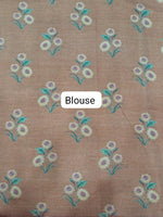 Beige and brown Plain Cotton Kota Saree Blouse