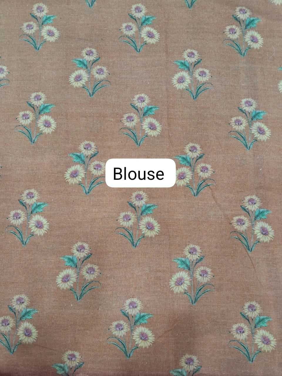 Beige and brown Plain Cotton Kota Saree Blouse