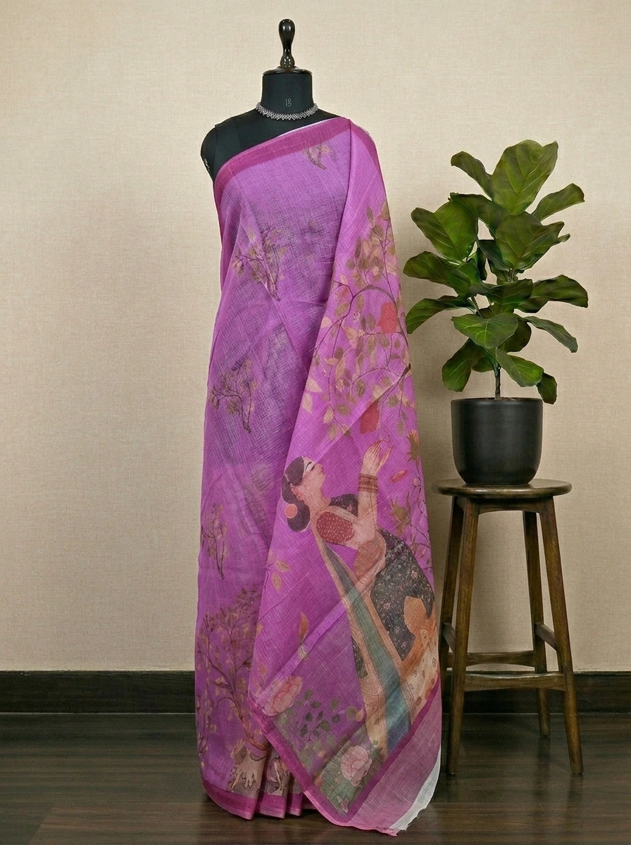 Magenta Pink Cotton Kota saree
