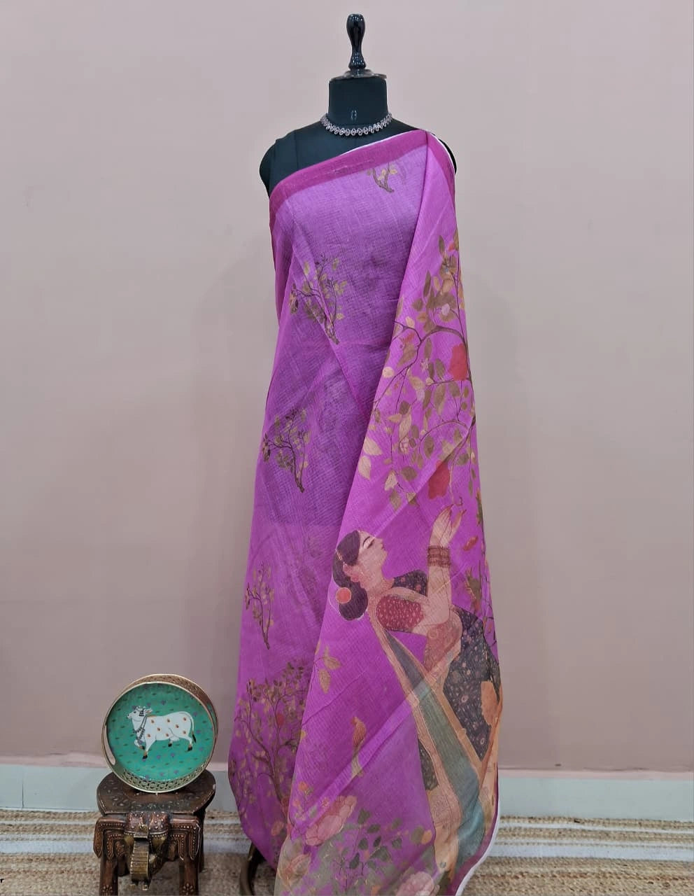 Magenta Pink Cotton Kota saree