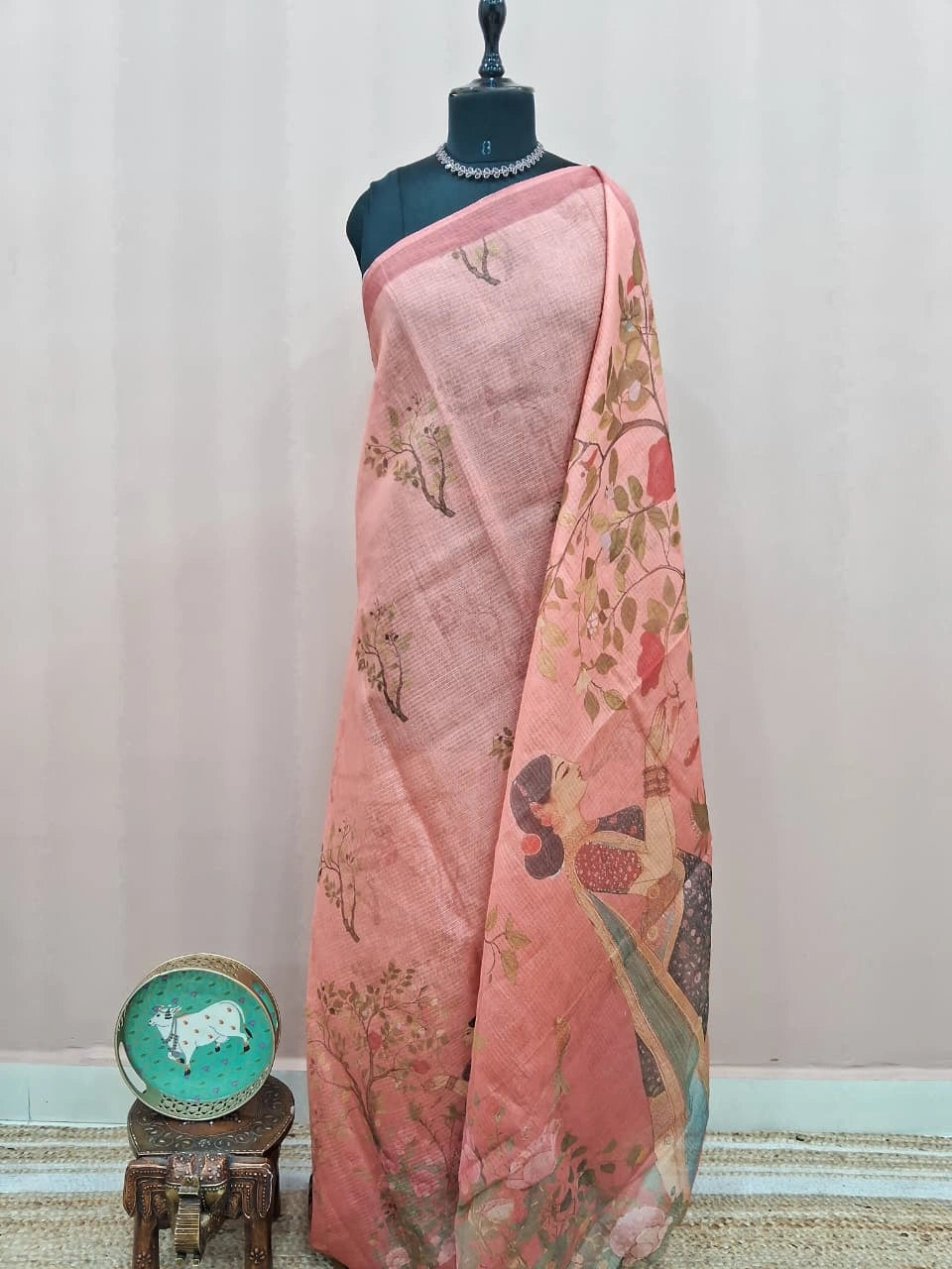 Peach Cotton Kota Saree