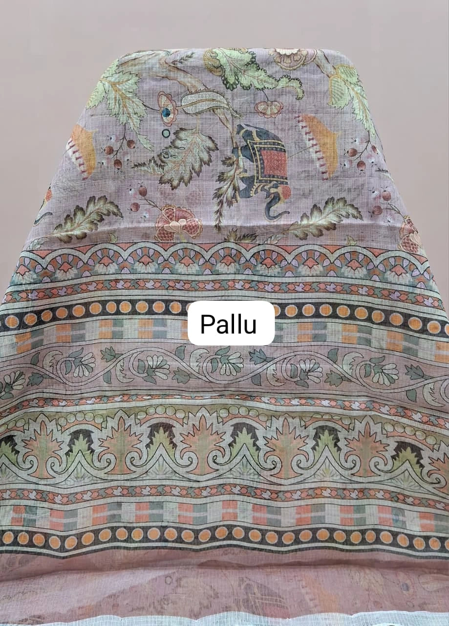 Light Brown Cotton Kota Saree pallu