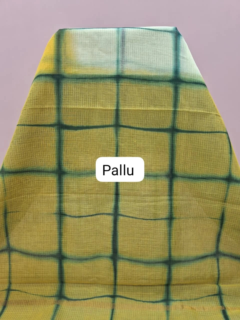 Yellow and White Cotton Kota Saree Pallu