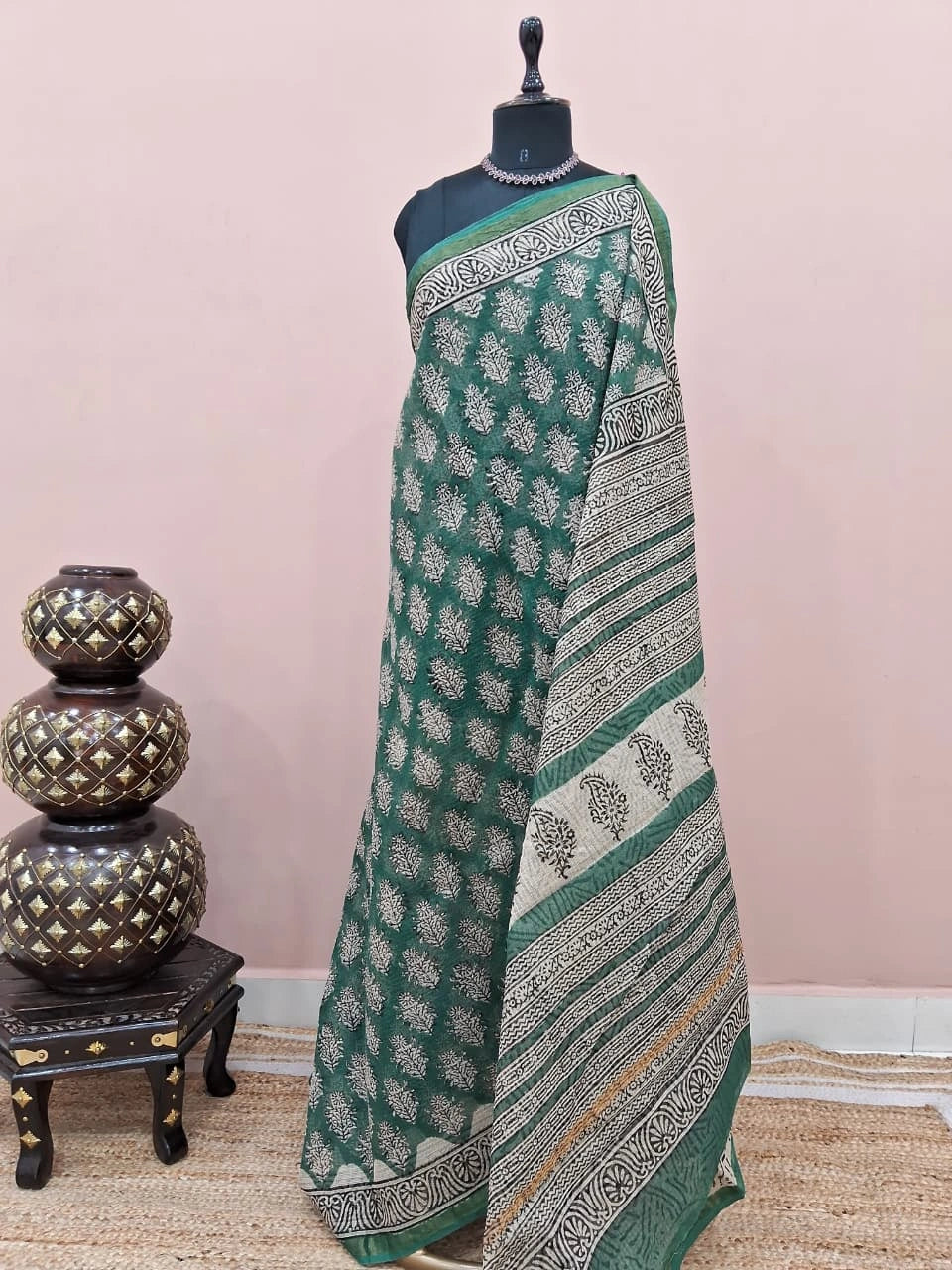 Green Cotton Kota Saree 