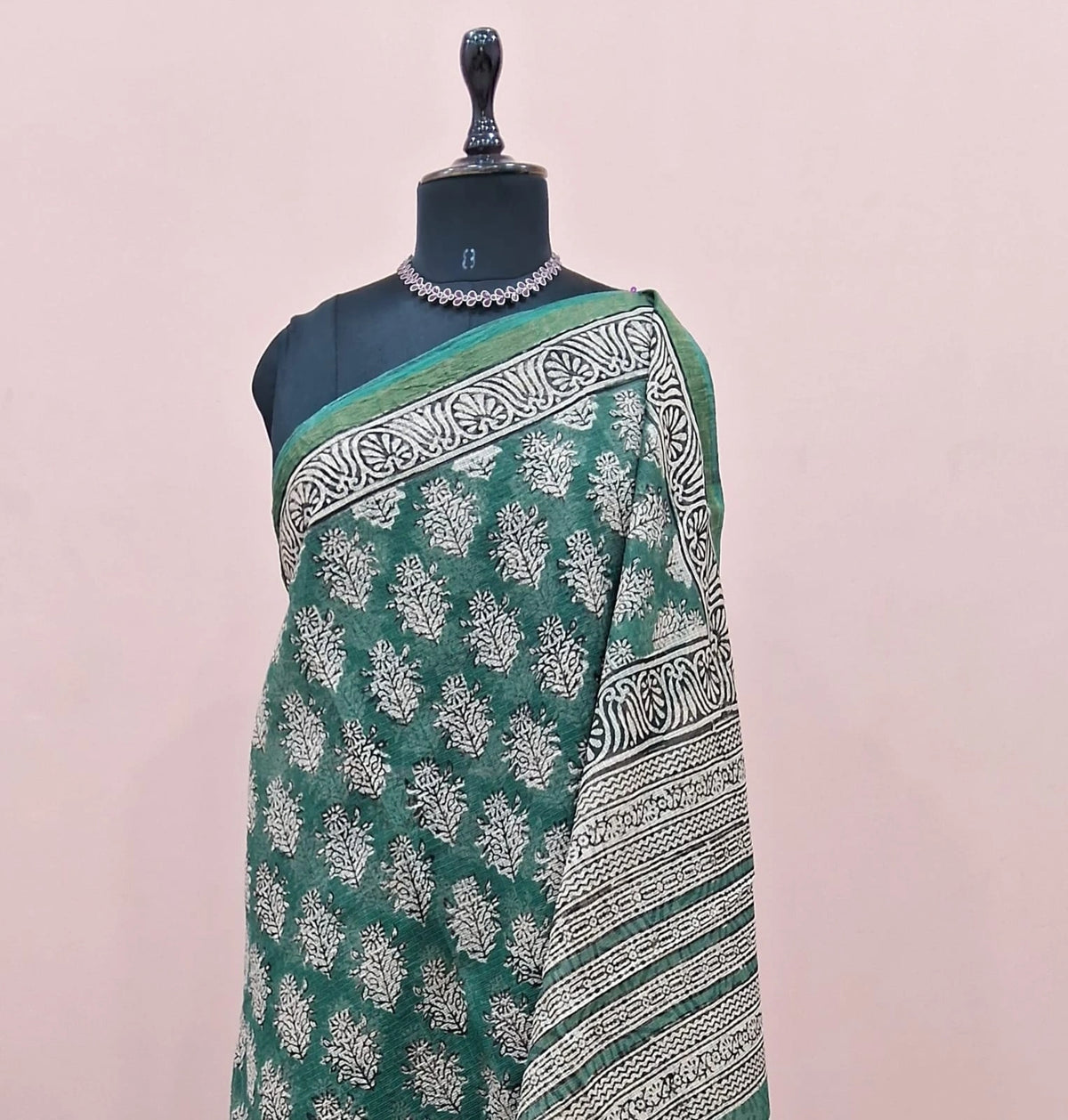 Green Cotton Kota Saree 1