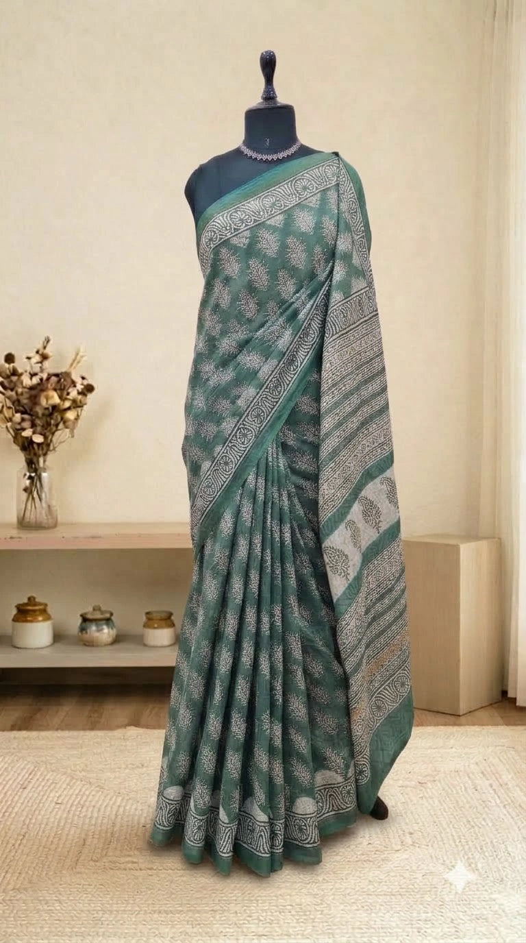 Green Cotton Kota Saree 